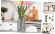 Net Focus Artificial Tulip Flower Arrangement Set - 8 Pcs - Real Touch Faux