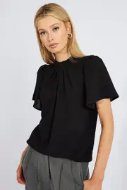 Black Top Short Sleeve - Size 14, Women's Top