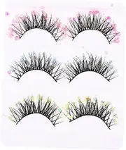 SHERCHPRY 3 Pairs Fluffy False Eyelashes Extensions Glitter Individual Lashes for Women for Performance Parties Weddings and Special Occasions
