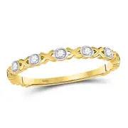 10k Yellow Gold Round Diamond XOXO Love Stackable Band Ring 1/12 Cttw