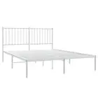 Metal Bed Frame With Headboard White 137X187 Cm Double Steel Double Bed Frames