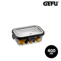 在飛比找momo購物網優惠-【GEFU】德國品牌扣式耐熱玻璃保鮮盒/便當盒(長型400m