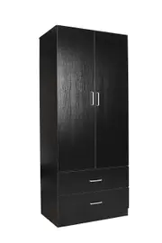 Redfern 2 Door 2 Drawer Melamine Laminate Board Wardrobe with Spacious Hanging Area Black