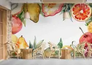 3D Cherry Pineapple Pomegranate Self-adhesive Removeable Wallpaper Wall Mural