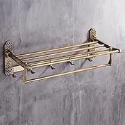 Towel Racks Bathroom Towel Rack Wall Mounted Towel Holder Fold Bath Towel Rack Active Bathroom Holder Antique Double Towel Shelf Towel Rack/a/a Needed LWX