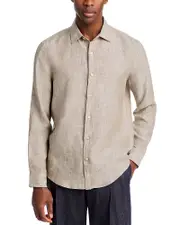 The Men's Store at Bloomingdale's Yarn-Dyed Standard Fit Linen Shirt in Mermaid - Exclusive