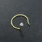 18K Yellow Gold Over Round Cut Diamond Nose Solitaire Stud Ring Piercing Pin