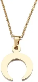 [SHMAZ] Stainless Steel Necklace Delicate pendant Curved crescent moon necklace Gold Color women Necklace