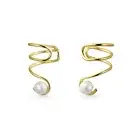 Spiral Wire White Freshwater Cultured Pearl Cartilage Ear Cuff Wrap Helix