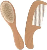 GLSTOY Newborn Baby Hair Brush Set Brush Comb Scalp Cleaning Brush Soft Bristle Bath Brush Wood Handle Gentle for Boys and Girls
