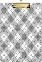 Gray and White Checkerboard clipboard Army Hard Board for Classroom Supplies for Teachers high School Size 9 x 12