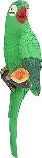 RIZGHWOY Resin Macaw Parrot Statue, Weather Garden Decor, Hanging Bird Ornament for Balcony Patio (Green)