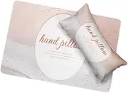 Eigell Manicure Hand Rest and Mat Nail Desk Mat Nail Art Table Pad Sponge Pillow for Wrist Support, Brown