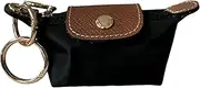 [Generic] Mini Zipper Pouch Keychain | Coin Purse | Pouch for Essentials | Functional | Bag Charm | Card Holder | Cash Pouch | Genuine Leather and Nylon, Black, Keychain, Functional, Fashionable