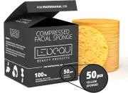 Lebeau Compressed Facial Sponges, Face Sponges for Cleansing, 100% Natural Ce...