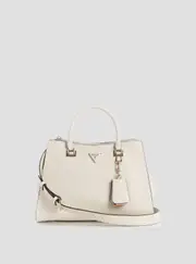 GUESS Women's Cream Cresidia Society Satchel Bag in White