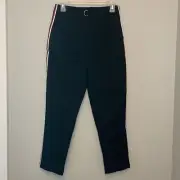 Asos Cigarette Pants in Black with Side Stripe and O-Ring Zipper