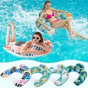 OKSUWATER 4-Pack Inflatable Pool Floats for Adults, Extra Comfortable Pool Chairs with Cup Holders, Floating Chairs for Pool, River, and Lake Relaxation, Water Fun