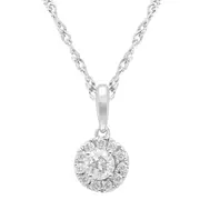 Halo Solitaire Necklace with 1/2ct of Laboratory Grown Diamonds in Sterling Silver and Platinum