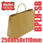 50 x Boutique Brown Kraft Paper Gift Shopping Bags Twist Rope Handle 250x350x110