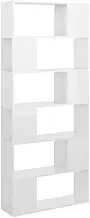 Bookcase & Room Divider - High Gloss White Engineered Wood Shelf (80x24x186 cm) - Space-Saving Solution for Small Spaces, Living Room & Office Storage