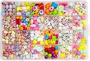 Haobase DIY Beads Set for Jewelry Making Kids Adults Children Craft DIY Necklace Bracelets Letter Alphabet Colorful Acrylic Crafting Beads Kit Box with Accessories