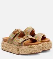 [Clergerie] Clergerie Quinie raffia platform slides AU 8 multicoloured