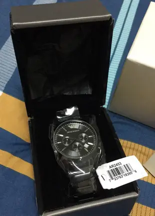 特價！！5980［保證正品］亞曼尼ARMANI 多功能三眼計時黑色腕錶 AR2453