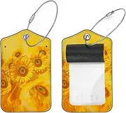 [CWAGFEQZ] 2-Pc Luggage Tag,Bag Tags for Luggage,Travel Suitcase Tags,Yellow Background Sunflower