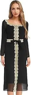 [RUNQHUI] Women Muslim Abaya Dress Chiffon Long Sleeve Embroidery Islamic Dubai Moroccan Kaftan Eid Prayer Robe