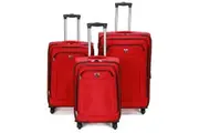Swiss Luggage Suitcase Lightweight with 8 wheels 360 degree rolling SoftCase 3PCS Set SN8109ABC Red
