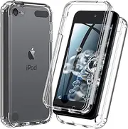 iPod Touch 7th/6th/5th Generation Case, iPod Touch case, Shockproof Silicone Case [with Built in Screen Protector] Full Body Heavy Duty Rugged Defender Cover Case for iPod Touch 7/6/5 (Clear)