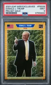 2023 Leaf Metal Pro Set Donald Trump Gold Refractor /199 Card PSA 9 Mint MAGA