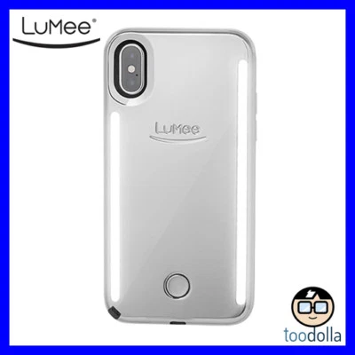 LuMee Duo selfie case with front and back lights, iPhone XS Max, Silver Mirror