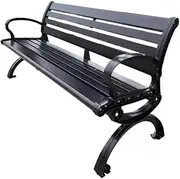 Outdoor Bench for Patio Metal Garden Bench Black Park Benches Front Porch Benches for Yard Lawn Decor Deck Entryway(Large)