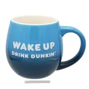 Wake Up Drink Dunkin Donuts Coffee Mug Blue Ceramic 20oz Be Awesome Peace Sign