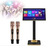 Portable Karaoke Machine, 21.5 Inch Professional Karaoke System,Capacitive Touch Screen Karaoke Machine With Wireless Microphone,20 Languages Switch, for Family, Bar, Party(6T)