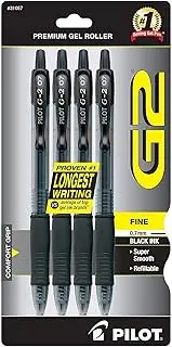 PILOT G2 Premium Refillable & Retractable Rolling Ball Gel Pens, Fine Point, Black Ink, 4-Pack (31057)