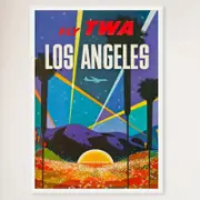 Galrie Vintage Los Angeles United States Airlines Travel Poster for Home Decor, White Frame, 70 x 100cm (28 x 40inch)