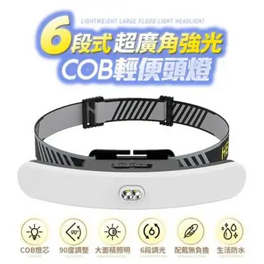 超廣角COB六段式強光輕便頭燈D17(USB充電款)