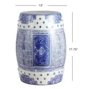 JONATHAN Y Ceramic Drum Garden Stool 17.75" H X 13" W, Round Weather Resistant