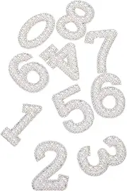 SMASOLO 10 Pcs Faux Pearl Rhinestone Iron Numbers Patches Bling Appliques for Clothing DIY Craft Soft Durable Sparkling Embellishments for Parties Events