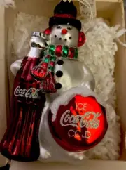 1996 COCA COLA POLONAISE SNOWMAN GLASS ORNAMENT New in worn box
