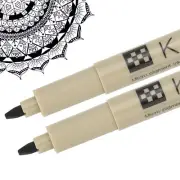 Micro Pen, 2Pcs 2mm Medium Point Drawing Pens Waterproof FineLiner, Black