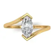 14K Yellow Gold Solitaire Promise Ring, 2 ct Marquise Cut Simulated Diamond