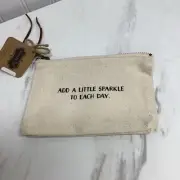 NEW Mud Pie 'Add A Little Sparkle' Cotton Cosmetic Bag Zipper Pouch 6x4 *A