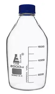 Eisco Labs 2000ml Reagent Bottle, Screw Cap, Graduated - Borosilicate Glass