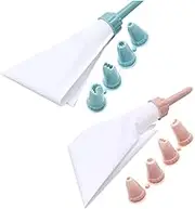 STOBAZA 2Sets Reusable Cake Piping Bags of Frosting Bags and Flexible Baking Decoration Tools for Decorating Cakes with Various Icing Tips Random Colors