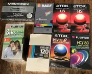 10 Video Cassettes VHS Blanks Sealed Unused Tapes Fuji TDK Memorex Plastic Case