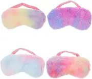 COLLBATH 4Pcs Plush Eye Mask Comfortable Sleep Masks Tie Dye Colors Light Tie Dye Soft Blindfolds for Sleeping Travel Office and Relaxation